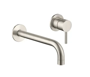 Just Taps Inox 2 Hole Wall Mounted Single Lever Basin Mixer Tap Stainless Steel