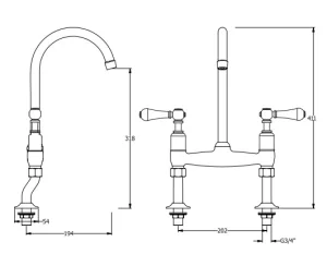 Crosswater Belgravia Kitchen Mixer Deck Mounted Chrome White Lever