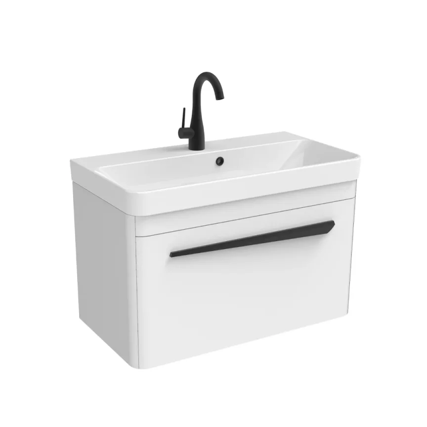 Saneux Hyde 70cm 1 Drawer Wall Mounted Unit - Matte White product image - Image 1