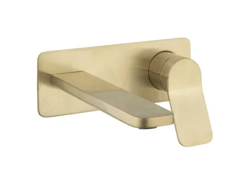 Crosswater Glide Ii Basin Set Single Plate Wall Mounted Brushed Brass product image - Image 1