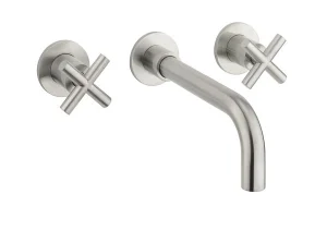 Crosswater Mpro Crosshead Basin 3 Hole Set Wall Stainless Steel Effect