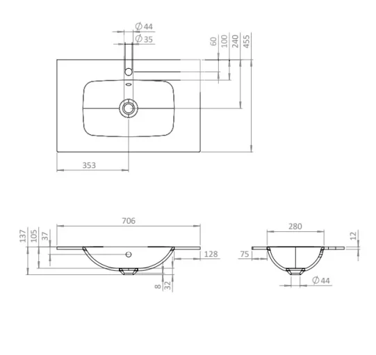 Crosswater Glide Ii Basin Glass 700 1th Ice White detail view - Image 3