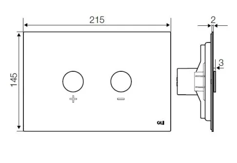 Blink Pneumatic Dual Flush Plate Polished Chrome RT technical drawing - Image 2