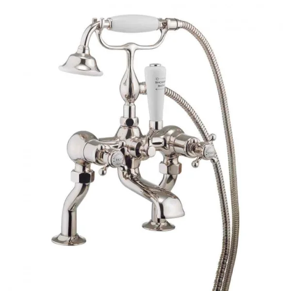 Crosswater Belgravia Traditional Bath Shower Mixer Tap with Shower Kit Nickel