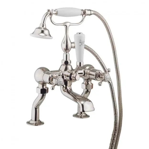 Crosswater Belgravia Traditional Bath Shower Mixer Tap with Shower Kit Nickel product image - Image 1