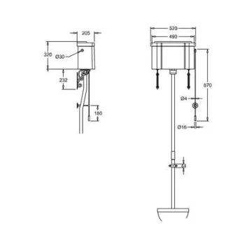Burlington High Level Cistern (incl. Cistern Fittings) technical drawing - Image 2