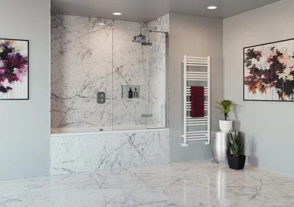 Crosswater Optix Hinged Bath Screen With Inline Panel 180 Left Handed Polished Stainless