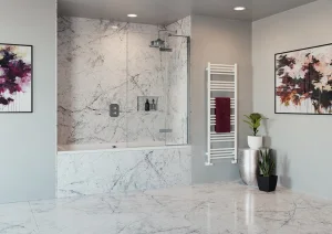 Crosswater Optix Hinged Bath Screen With Inline Panel 180 Left Handed Polished Stainless