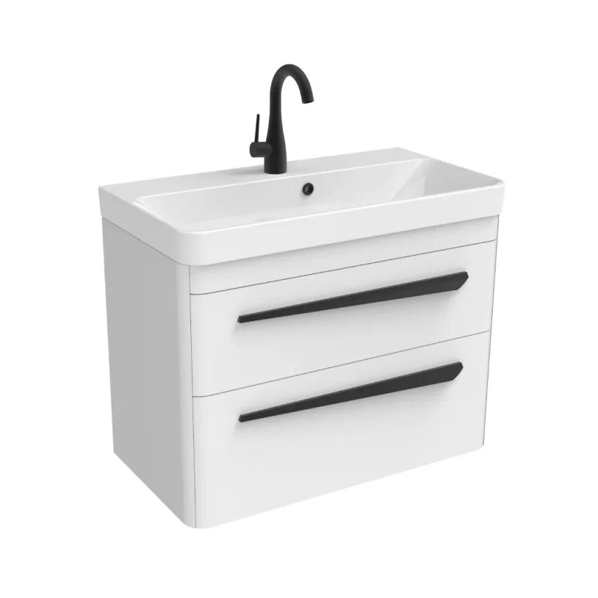 Saneux Hyde 70cm 2 Drawer Wall Mounted Unit - Matte White product image - Image 1