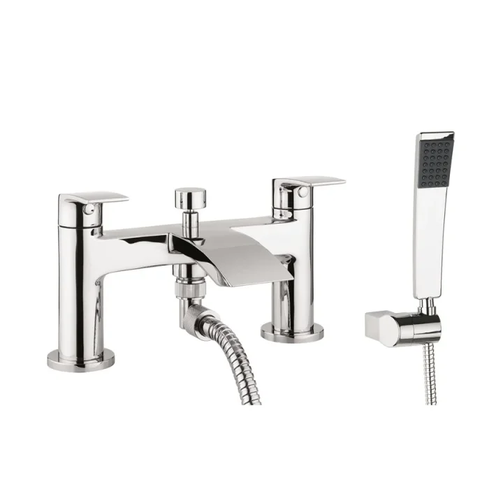 Crosswater Flow Bath Shower Mixer Dual Lever With Kit Deck Mounted Chrome product image - Image 1