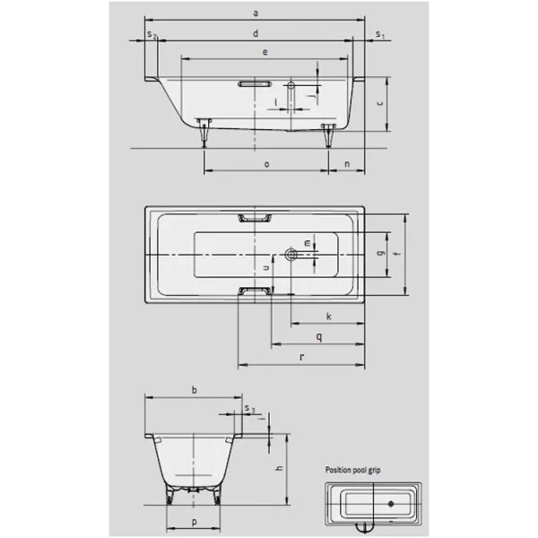 Kaldewei Puro 1700 X 700mm With Side Overflow (excl. Feet) detail view - Image 4