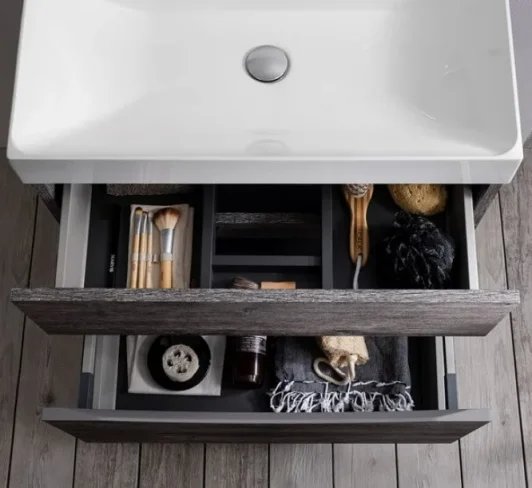 Crosswater Glide Ii 2 Drawer Basin Unit 600 Steelwood detail view - Image 3