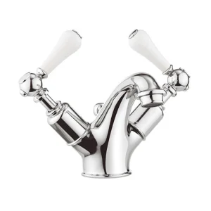 Crosswater Belgravia Lever Mono Basin Mixer Deck Mounted Chrome White Lever