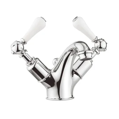 Crosswater Belgravia Lever Mono Basin Mixer Deck Mounted Chrome White Lever