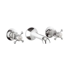 Crosswater Belgravia Crosshead 3 Tap Hole Basin Mixer Wall Mounted Chrome
