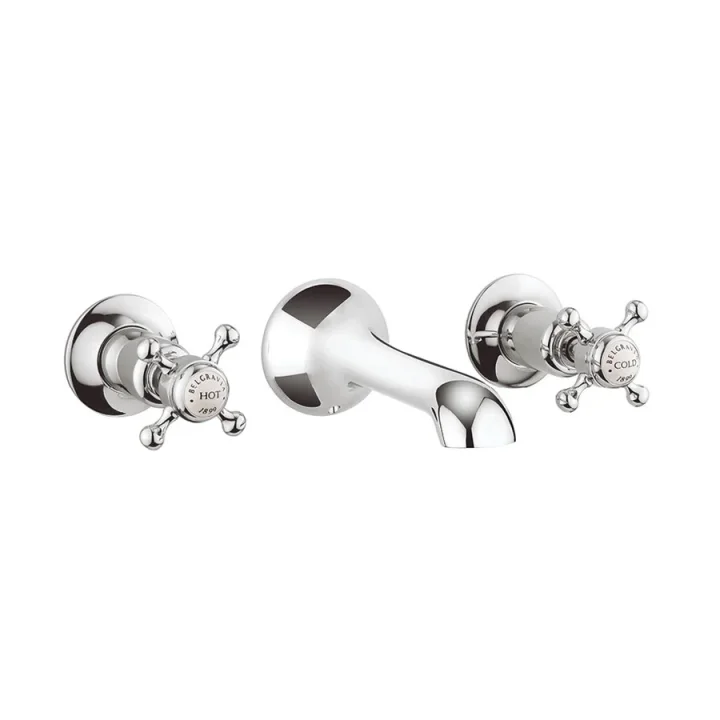 Crosswater Belgravia Crosshead 3 Tap Hole Basin Mixer Wall Mounted Chrome product image - Image 1