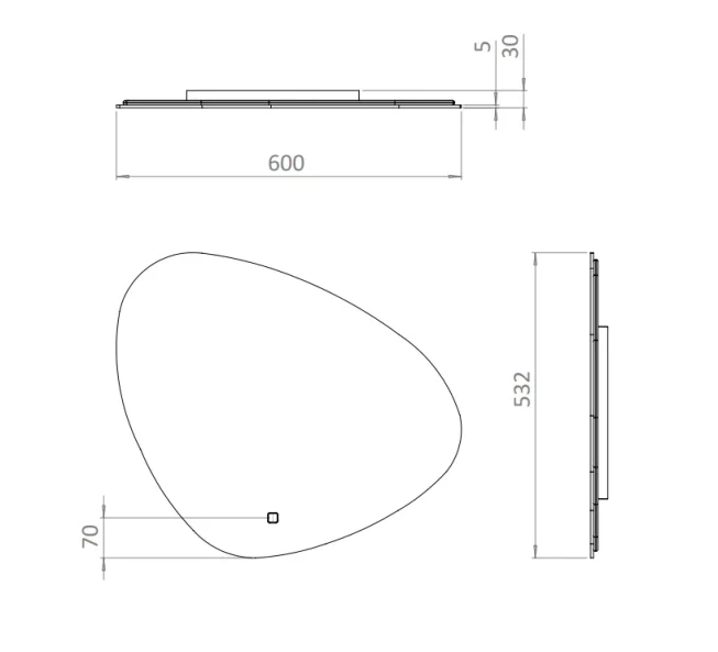 Crosswater Artist Forme Led Mirror 640x488 technical drawing - Image 2