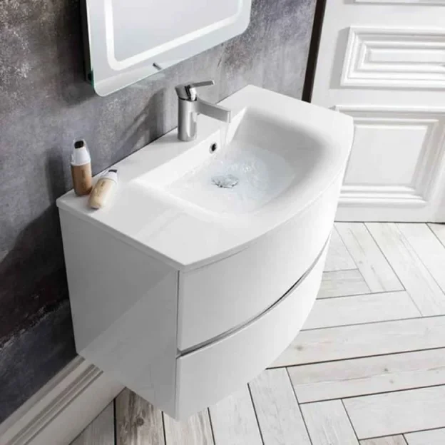 Crosswater Svelte Basin Unit 800 White Gloss detail view - Image 3