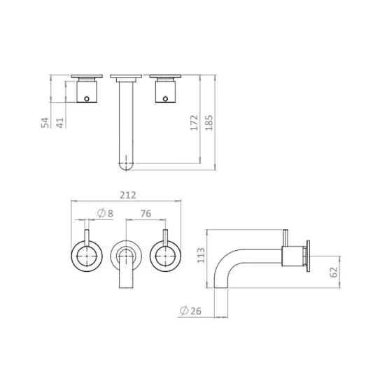 Crosswater Mpro Bath 3h Filler Wall Mounted Matt Black detail view - Image 4