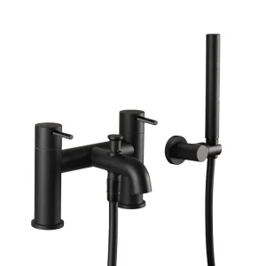 Just Taps Vos Deck Mounted Bath Shower Mixer With Kit Matt Black