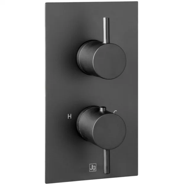 Just Taps Vos Two Outlet Thermo Concealed Valve Matt Black