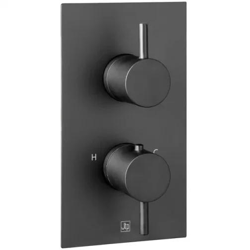 Just Taps Vos Two Outlet Thermo Concealed Valve Matt Black product image - Image 1