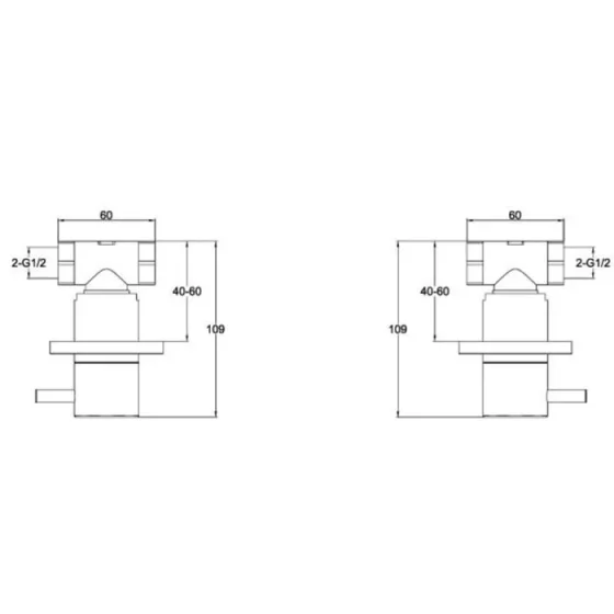 Just Taps Inox Wall Valves technical drawing - Image 2
