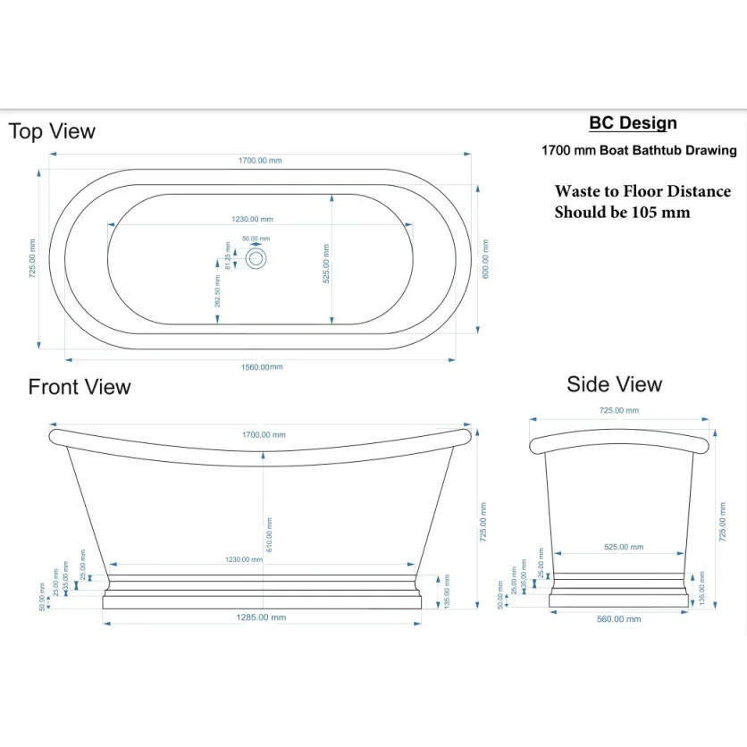 Bc Designs 1700 Tin Bath With Tin Inner Tin detail view - Image 4