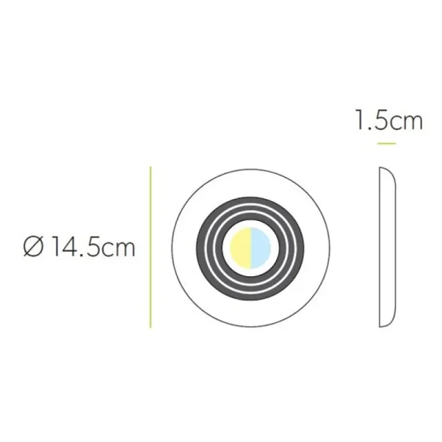 Hib Turbo Inline Fan, White - Cool White Led 14.5 X D1.5cm technical drawing - Image 2