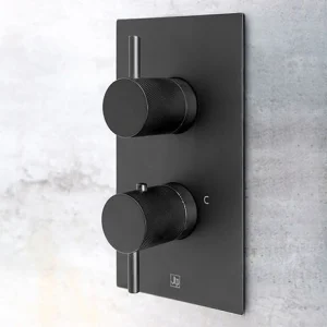 Just Taps Vos Thermostatic Concealed 1 Outlet Shower Valve Designer Handle Brushed Black