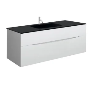 Crosswater Glide II 1000mm Glass Inset Vanity Unit Basin with 1 Tap Hole Midnight Black