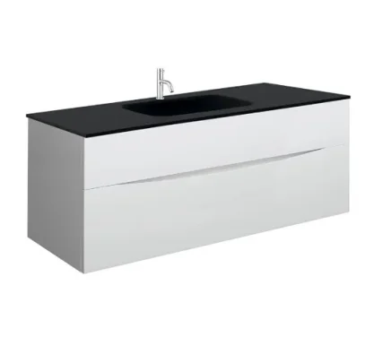Crosswater Glide II 1000mm Glass Inset Vanity Unit Basin with 1 Tap Hole Midnight Black