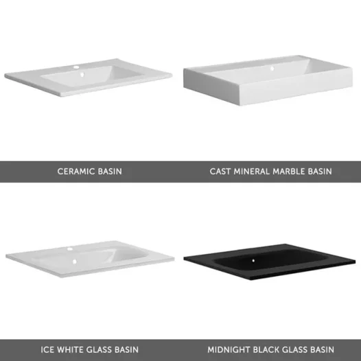 Crosswater Glide II 1000mm Glass Inset Vanity Unit Basin with 1 Tap Hole Midnight Black detail view - Image 2