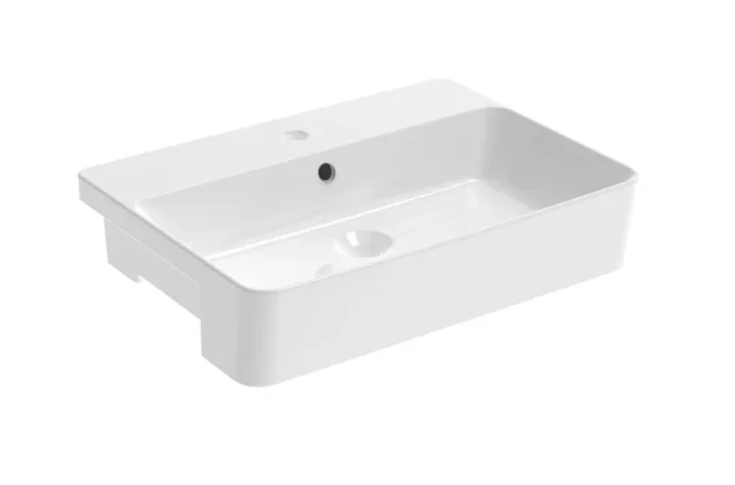 Saneux Sienna 56x41cm Square Semi-recessed Washbasin 1th product image - Image 1