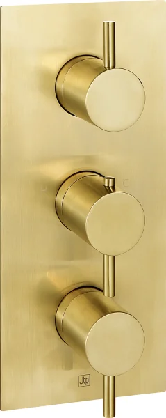 Just Taps Vos Thermostatic Concealed 2 Outlet Shower Valve Brushed Brass