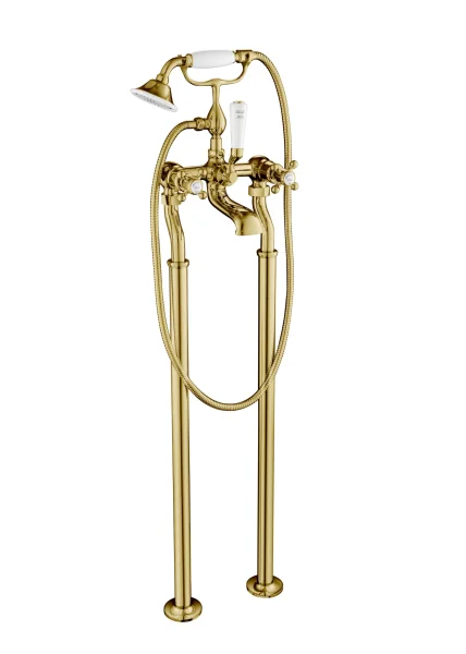 Just Taps Grosvenor Cross Freestanding Bsm With Kit Light Gold