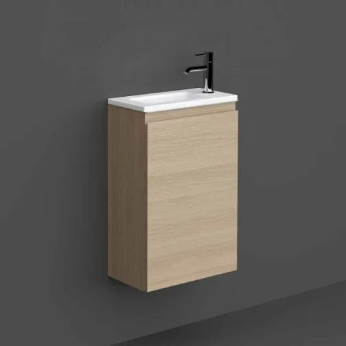 Cubico Minimo 400 Wall Hung Cloakroom Vanity Unit Natural Oak product image - Image 1