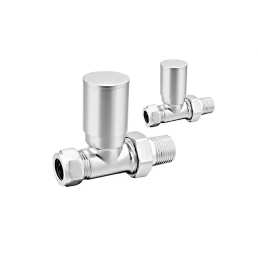 Reina Portland Straight Brushed Radiator Valves product image - Image 1