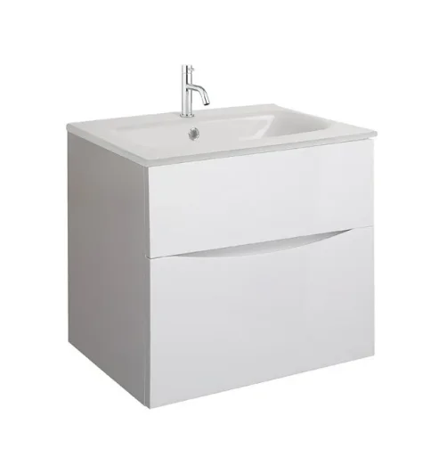 Crosswater Glide Ii 2 Drawer Basin Unit 600 White Gloss detail view - Image 6