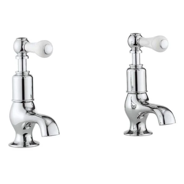 Crosswater Belgravia Lever Basin Taps No Waste Deck Mounted Chrome White Lever