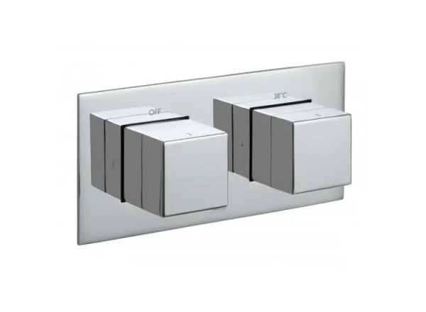 Vado Tablet Notion 2 Outlet 2 Handle Concealed Thermostatic Valve Horizontal Chrome detail view - Image 2
