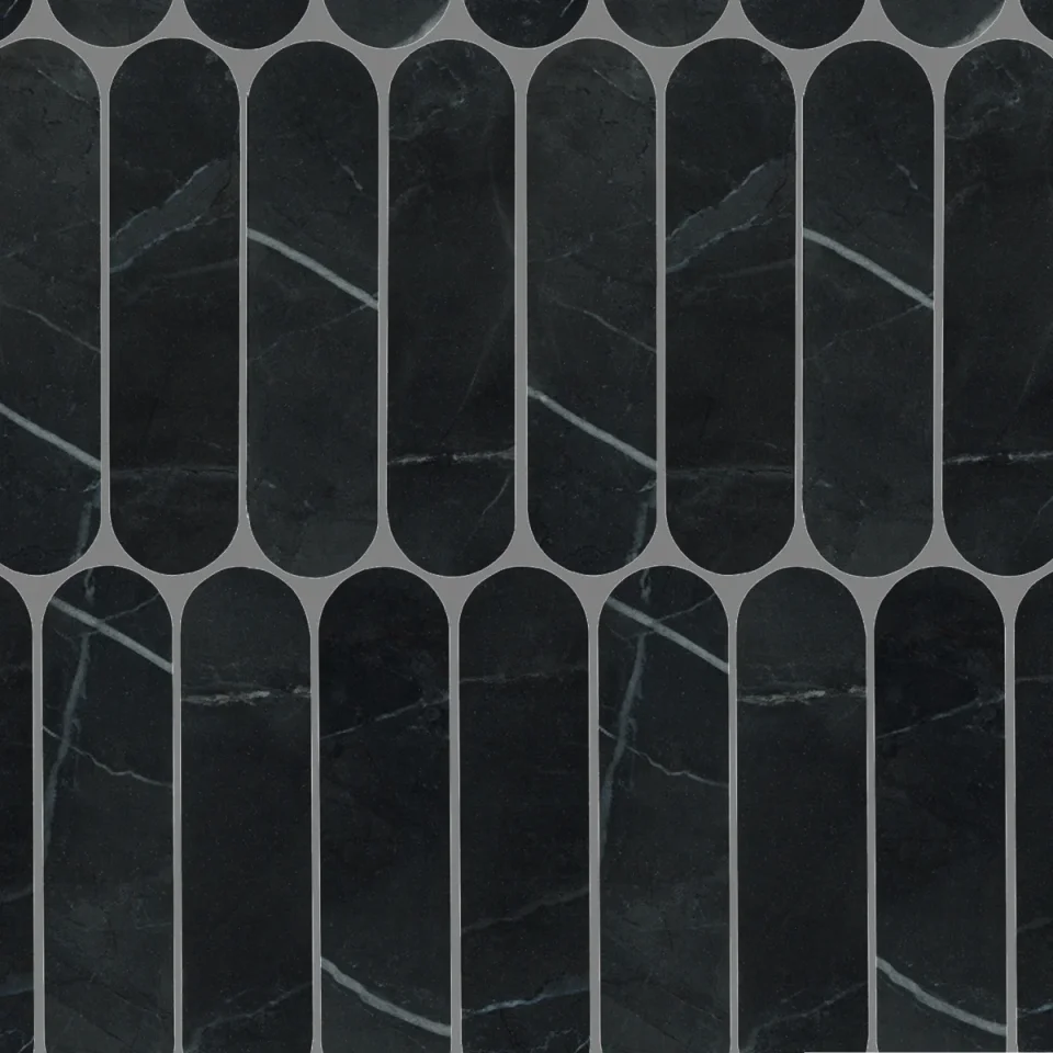 European Tiles Charmo Calacatta Black Oval Mosaic 19.5 X 37cm Polished Wall Tile (sold Per Piece) detail view - Image 2
