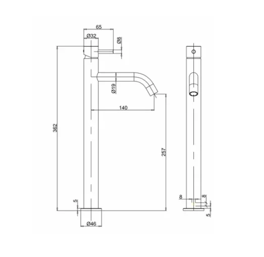 Crosswater Mpro Basin Tall Monobloc No Waste Brushed Brass detail view - Image 3