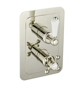 Just Taps Grosvenor Lever Thermo Concealed 2 Outlet Shower Valve Vertical Nickel