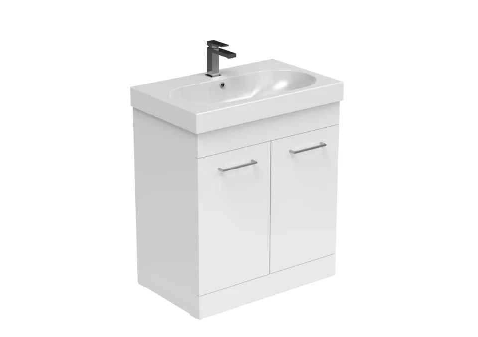 Saneux Austen 72cm 2 Door Floor Standing Unit - Gloss White product image - Image 1