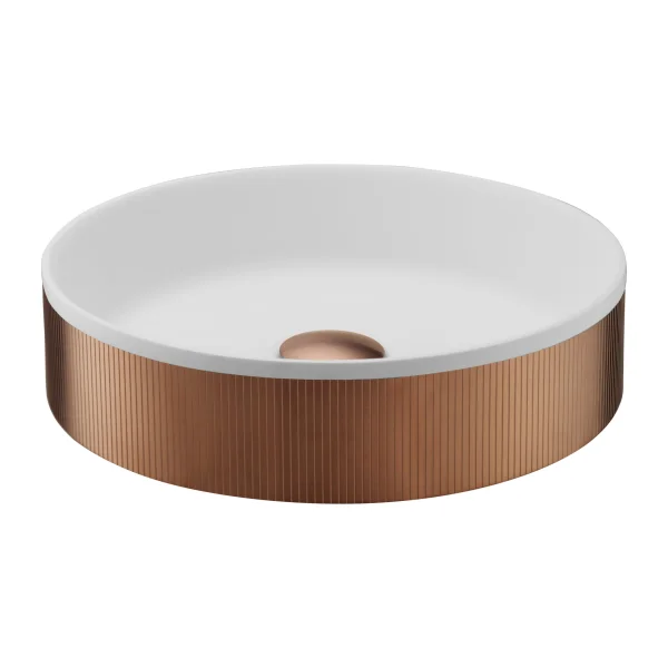 Just Taps Wash Basin With Line Patterns 360mm Brushed Bronze
