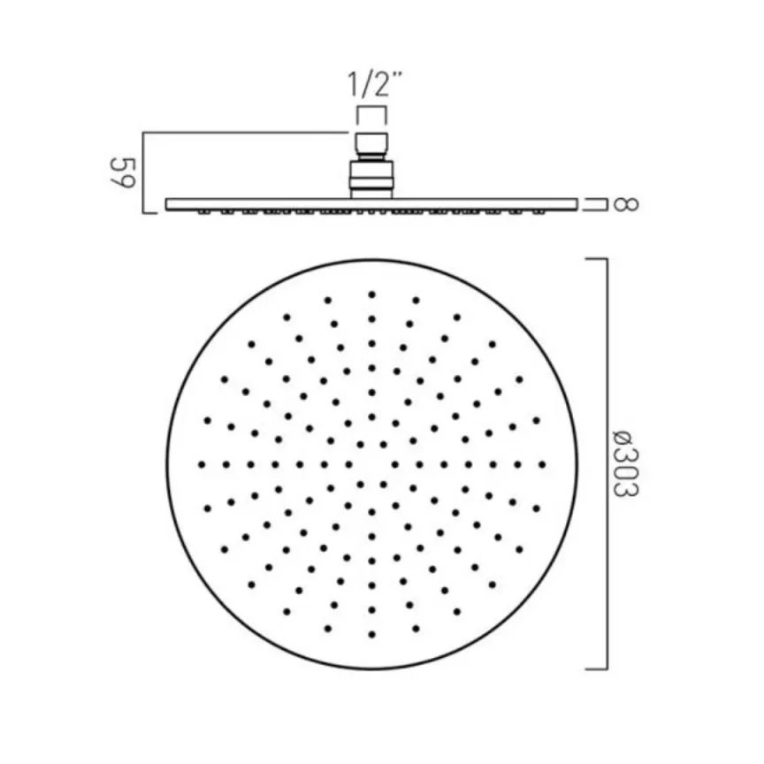 Vado Individual Single Function Easy Clean Round Shower Head 300mm Brushed Black detail view - Image 2