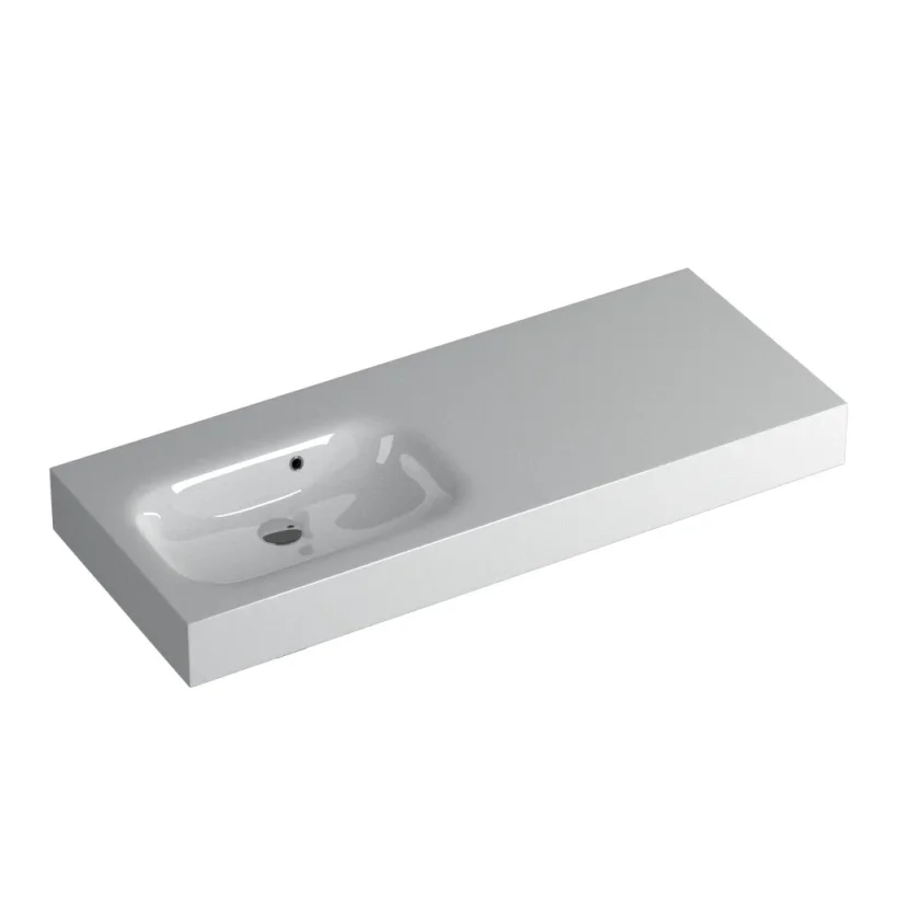 Faeber Infinite S1 Pearl 1200mm Left Hand Wall Hung Basin White polished product image - Image 1