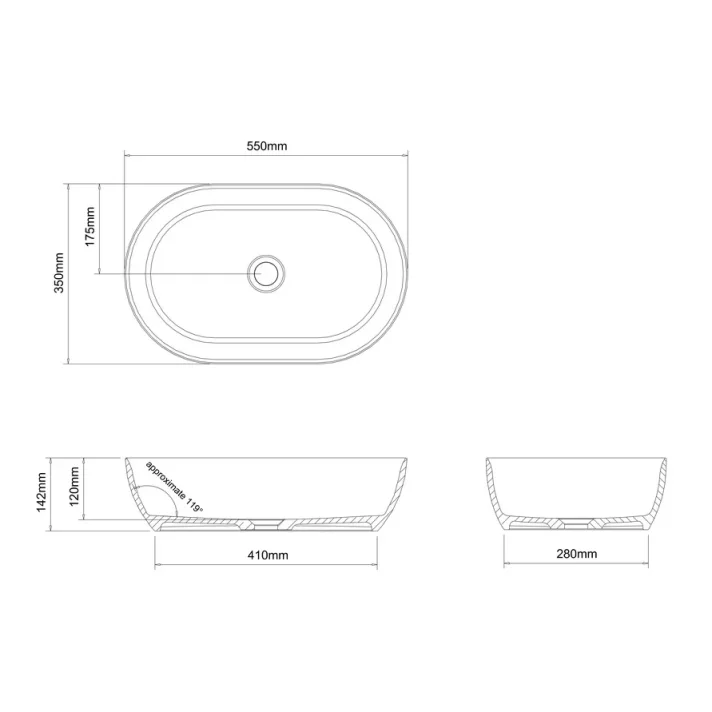 Britton Formoso Bacino 590 X 390 X 140 Basin Matt White detail view - Image 4