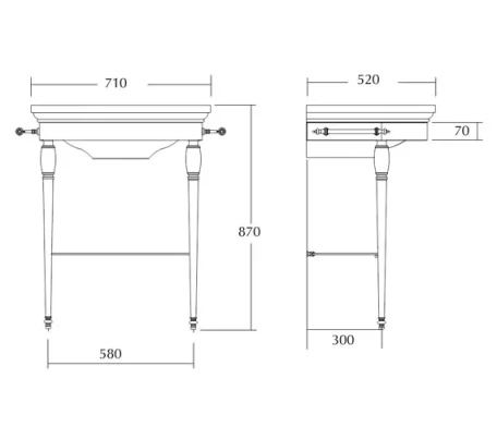 Imperial Carlyon Large Basin 1t 720 White technical drawing - Image 6